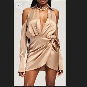 SER.O.YA Silk Shea Shirt Dress in Natural